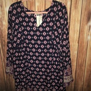 Multi pattern 3/4 sleeve tunic